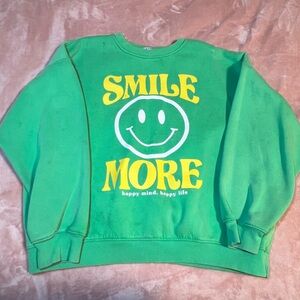 Fashion Nova Green Sweatshirt with Yellow Graphic